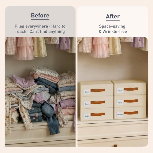 Underwear Drawer Organizer, Stackable Bra Organizer for Closet 2 Pack, Bra Storage With Fabric Storage Drawers, Collapsible Closet Organizers for Clothes, Socks, Bra, Scarf, Baby Clothes, Beige - Image 7