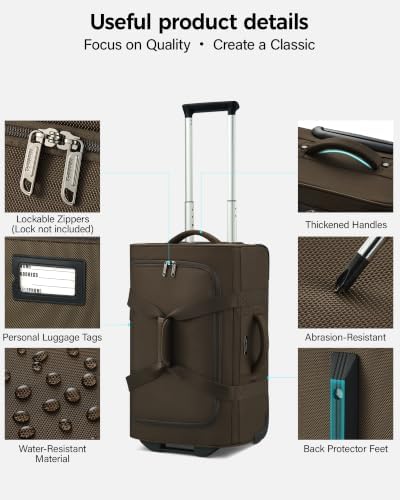 Hanke Rolling Duffle Bag with Wheels, 21 Inch Soft Side Carry On Luggage - Image 7