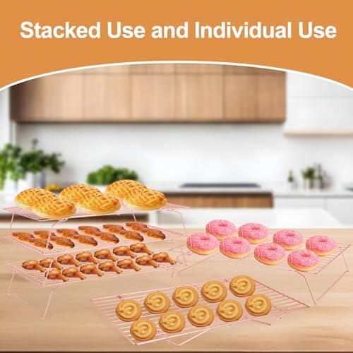Briout Cooling Rack for Cooking Baking 3 Tiers,16"x10" Wire Rack, Rose Gold - Image 7