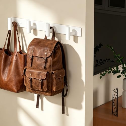 Wall Mounted Coat Rack-4 Hooks, Heavy Duty Stainless Steel Wall Hooks for Towel Coat Bag, Hat Rack Coat Hanger Coat Hooks Towel Racks for Bathroom Entryway Kitchen Office (White, 1 Pack) - Image 6