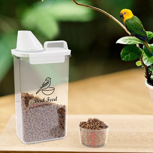 Bird Seed Storage Container Airtight | 3 Qt/2.5 L Clear Plastic Bird Food Container Portable-with Measuring Cup/Lid|Pet Food Storage Container |Wild Bird Seed Dispenser|BPA Free - Image 7