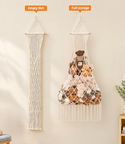 Stuffed animal net Hammock - Large 44'' H, Space-Saving (Cream) - Image 4