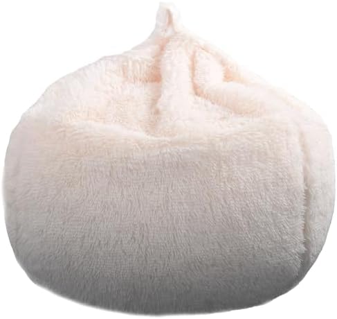 Fluffy Stuffed Animal Storage Bean Bag Chair Cover (No Filler), Faux Fur Comfy Bean Bag Cover for Organizing Plush Toys or Textile, for Adults Teens Kids Girls, Beige - Image 7