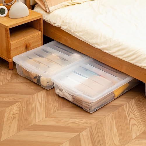 Citylife 57 QT Plastic Storage Bins with Double-Opening Lids, Storage Containers for Organizing, Large Clear Storage Box for Closet, Blankets, 2 Packs - Image 6