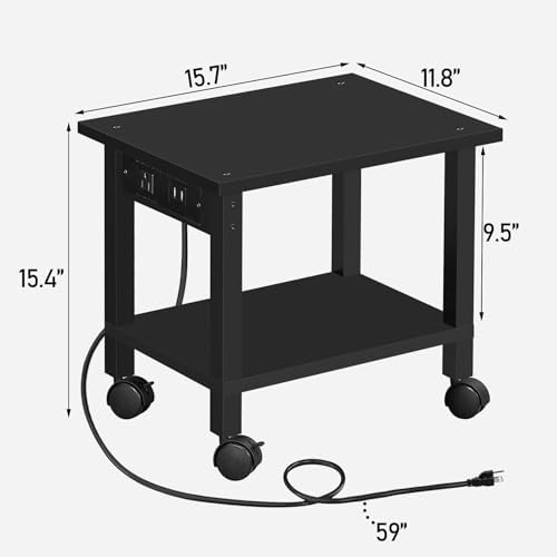 TUTOTAK Printer Stand, 2 Tier Rolling Printer Cart with Charging Station - Image 7