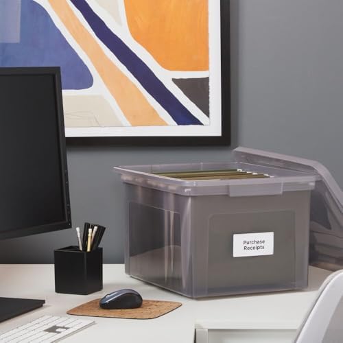 STAPLES Plastic File Box with Snap Lid, Letter/Legal, Frost Gray, 4-Pk - Image 7