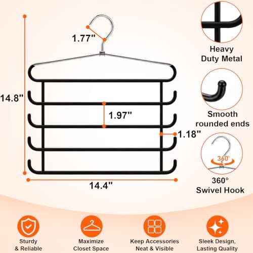 HEYHOUSE Heavy Duty 5-Tier Metal Pant Hangers Space Saving Closet Organizer - Image 6
