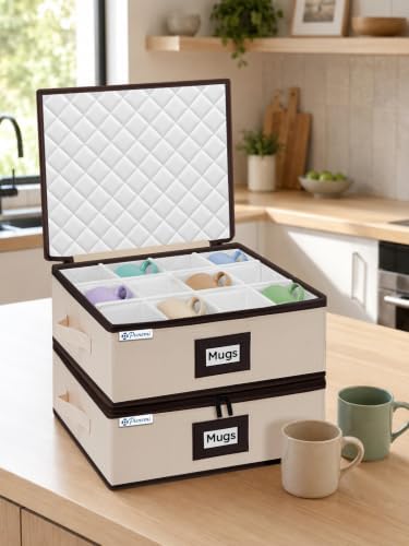 punemi Mug Storage Organizer, 2-Pack Hard Shell Boxes for Packing & Moving - Image 6