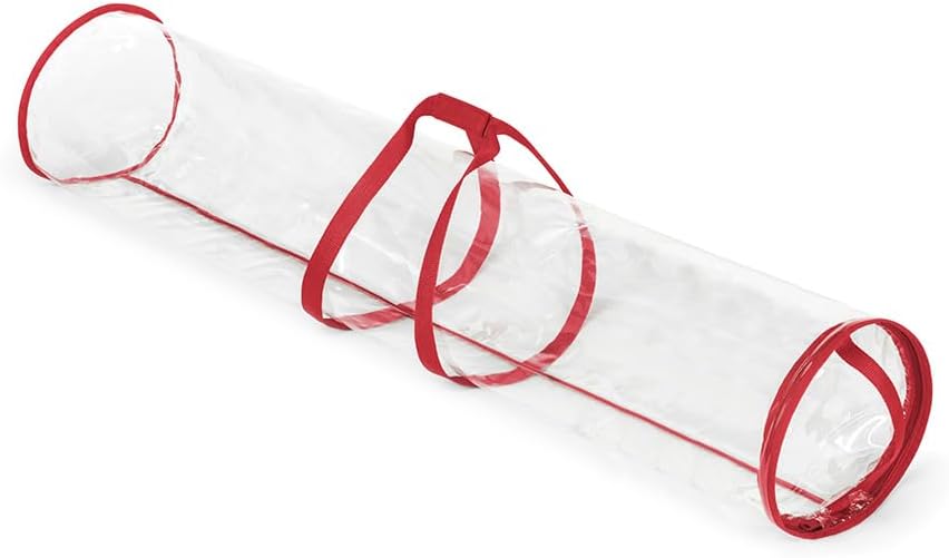 Whitmor Gift Wrap Storage Organizer with Handles & Zipper, 41", Clear/Red - Image 5