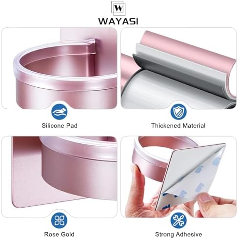 Blow Dryer Holder Wall Mounted, hairdryer holder for bathroom, Blow Dryer Organizer, hair tool organizer wall mount, Adhesive Hair Dryer Storage for Bathroom Barber Shop (Rose Gold) - Image 7