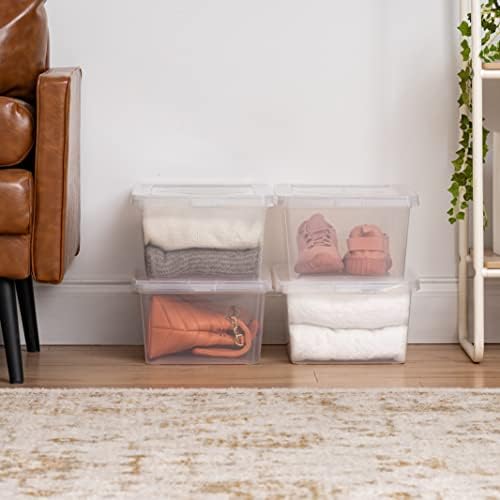 IRIS USA 12-Pack 15 Qt Storage Bins with Lids, Clear, Stackable - Image 5