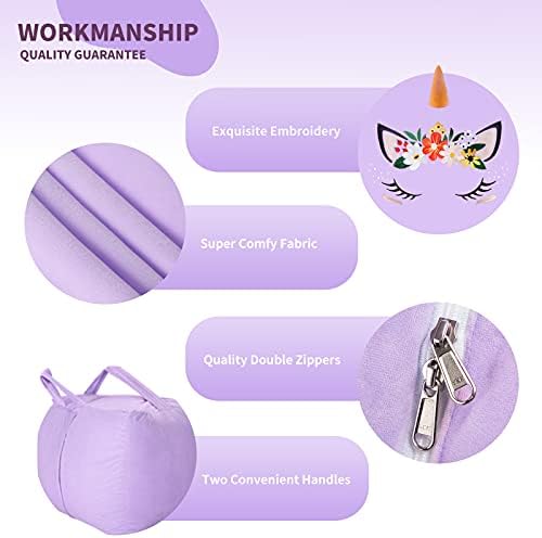 Aubliss Unicorn Stuffed Animal Storage Bean Bag Chair for Kids, Velvet - Image 6