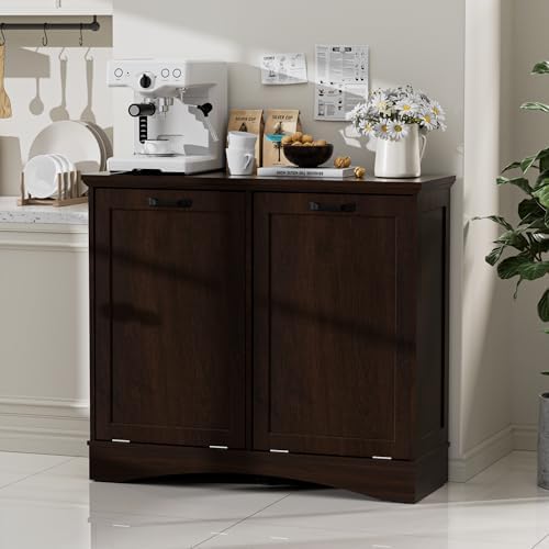 Double Tilt Out Trash Can Cabinet, Hidden Trash Can Cabinet - Image 6