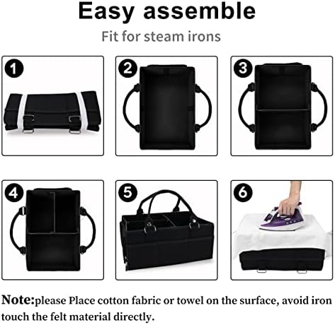 XUANGUO Large Baby Diaper Caddy Organizer, Felt Basket with Handles, Black - Image 7