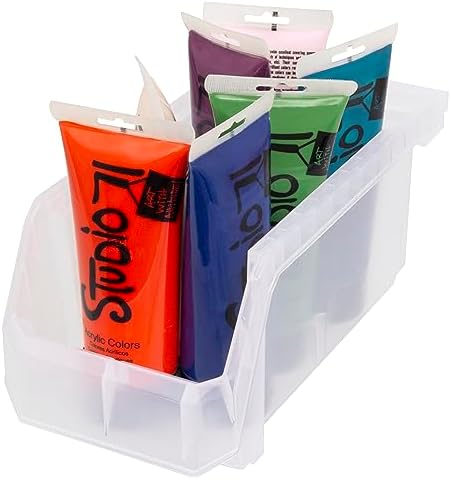 ReadySpace Medium Stackable Plastic Storage Bins, 8-Pack, Clear - Image 6