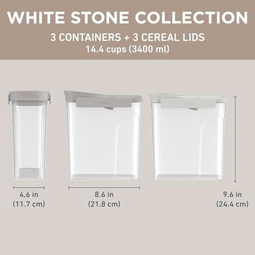 Bentgo Pantry - 6-Piece Airtight Cereal Containers, Easy Push & Pour Lid, Stackable & Clear BPA-Free Storage, Locking Lids for Freshness – Ideal for Kitchen & Pantry Organization (White Stone) - Image 6