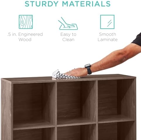 Best Choice Products 9-Cube Storage Organizer, 13.5in Shelf Opening, Bookcase, Display Shelf, Customizable w/ 3 Removable Back Panels – Walnut - Image 6