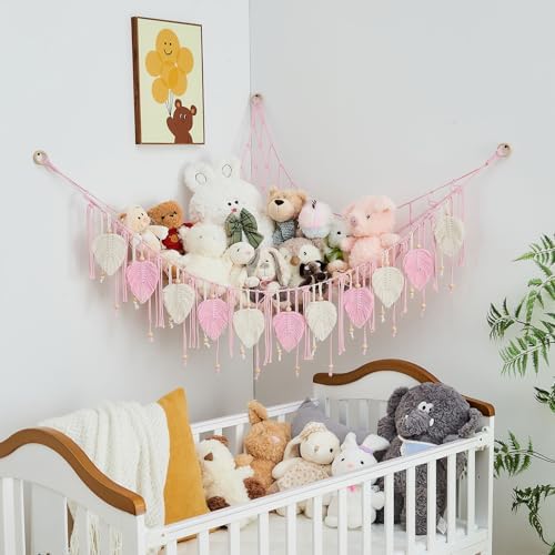 Pretty Jolly Stuffed Animal Hammock with Leaf Beads and Tassels - Image 7