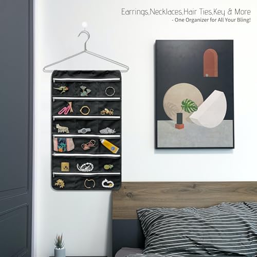 Bloss Hanging Jewelry Organizer With Pockets Double-Size For Earring Jewelry Storage - Image 7