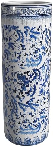 Red Lantern 24" Floral Blue & White Porcelain Umbrella Stand - Image 6