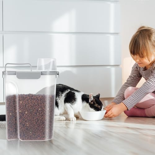 LEAWALK 5-7Lbs Airtight Dog Cat Pet Food Storage Container (Gray+Green) - Image 6