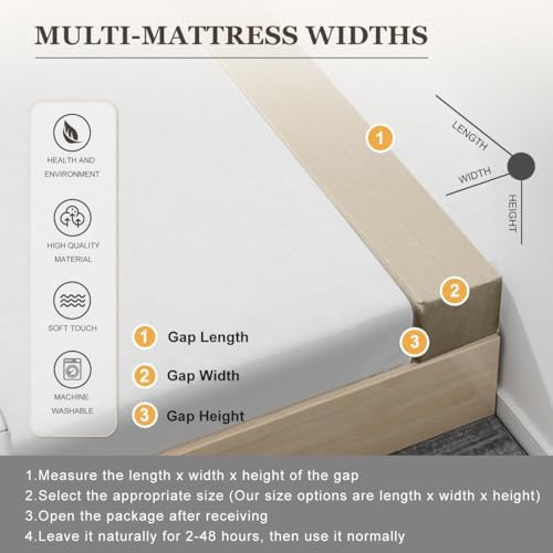 Bed Gap Filler/Mattress Space Filler, Mattress Extender for Twin/Full/Queen/King Bed, Close Gap(0-12") Between Mattress and Headboard or Wall, Stop Losing Your Pillows(Beige-LxWxD-72*6*10in) - Image 6