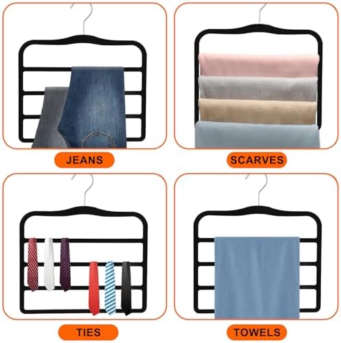2-Pack Velvet Pants Hangers - Space Saving Multi-Layer Non-Slip Closet Organizers for Jeans, Trousers & Scarves - Ideal Dorm Room Storage Solution for Small Spaces - Image 7