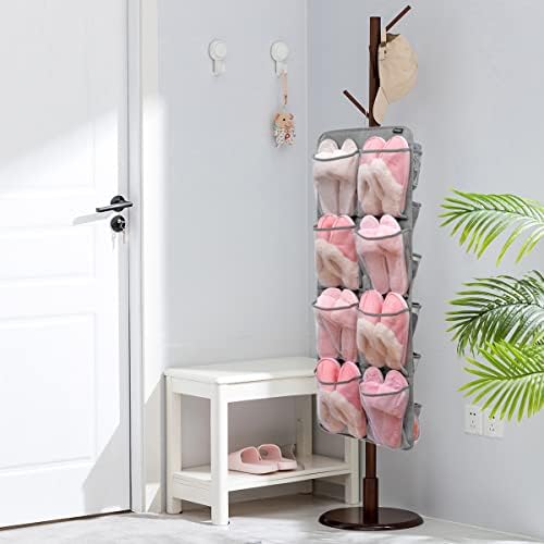 Dual-Sided Hanging Closet Organizer for Socks Underwear Bra Kids Storage Organizer for Baby Clothes Toddler Shoes with 26 Pockets (Grey-Mesh Pockets) - Image 6