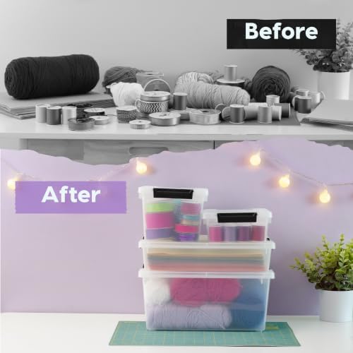 IRIS USA Storage Bins with Lids |Made in USA| 2 Qt - (6-Pack) - Clear/Black - Image 6