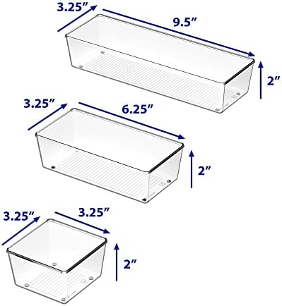 Simple Houseware Clear Desk Drawer Organizer, Assorted Sizes, 6 Packs - Image 7