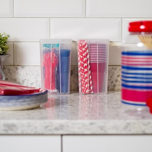 IRIS USA Vertical Plastic Flip Top Storage Containers Bins with Lids for Pantry, Home, Office, Organization, Medium, Stackable Hinged Organizer with Latches, Clear, 10 Pack - Image 6