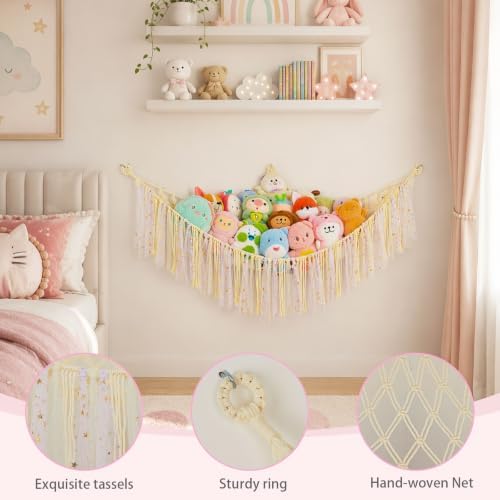 FIOBEE Stuffed Animals Net LED Light Toy Hammock for Kids Bedroom Storage - Image 6