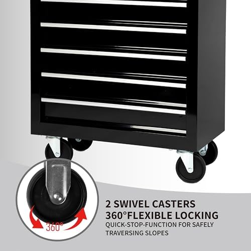 Maxority 7-Drawer Heavy-Duty Rolling Tool Chest Cabinet with Lock Mobile Cart for Garage & Workshop, Black - Image 6