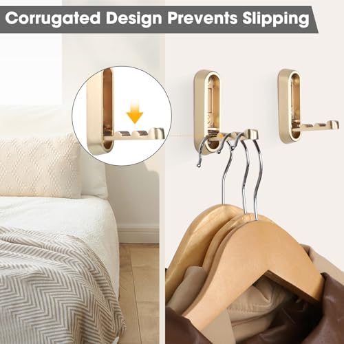 Folding Coat Hooks, Gold, 6 Pack, Wall Hook, Hanging Towels Clothes Bag - Image 6