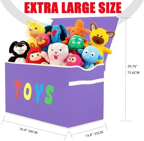 YOLOXO Toy Box Chest, Collapsible Sturdy Storage Bins with Lids, Extra Large Kids Toy Storage Organizer Boxes Bins Baskets for Kids, Boys, Girls, Nursery Room, Playroom, Closet (Classical Purple) - Image 7