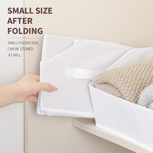 Homsorout Storage Bins for Shelves - Small Trapezoid Closet Shelf Organizer, Fabric Organization Bins with Handles, Storage Baskets for Clothes, Towel, Purse, 4 Pack, White - Image 4