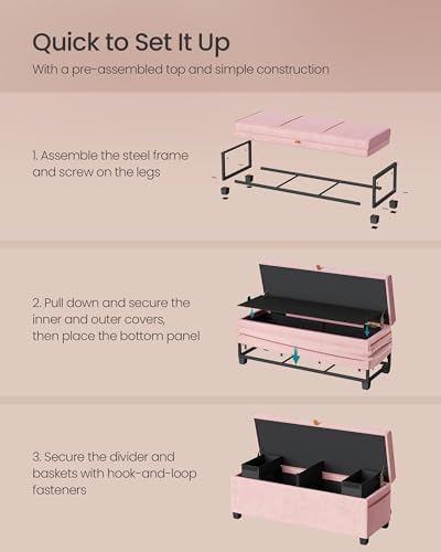 SONGMICS Storage Ottoman, 15.8 x 43.3 x 15.8 Inches, 27 Gal. (103 L) - Image 6