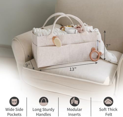 PUTSKA Baby Diaper Caddy Organizer, Felt Nursery Basket, Mocha, Regular - Image 3
