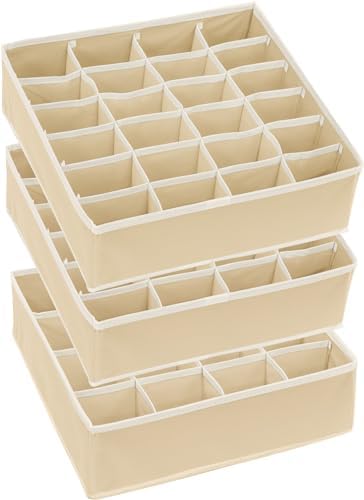 Simple Houseware Sock Drawer Organizer, 3 Pack, Beige - Image 6