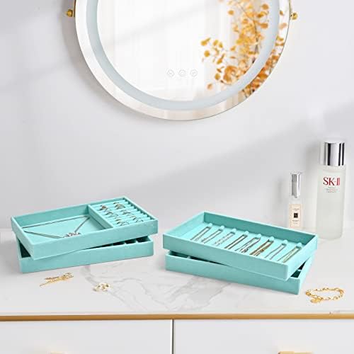 ProCase Stackable Jewelry Organizer Trays for Drawers, Jewelry Drawer Inserts Container Display Case Storage for Earring Necklace Rings Bracelet with Removable Dividers -Blue, 4 Layers - Image 6
