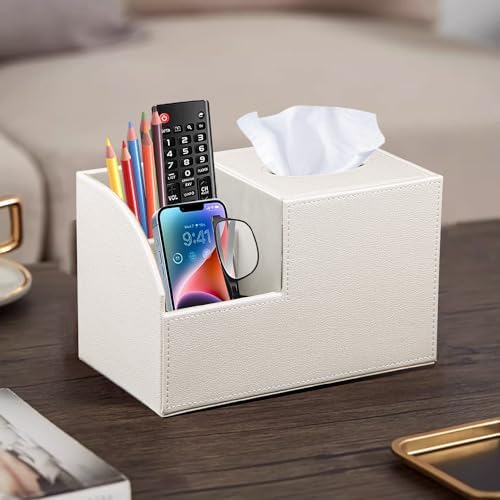PU Leather Square Tissue Box Cover - Multi-Functional Tissue Box Holder - Image 6