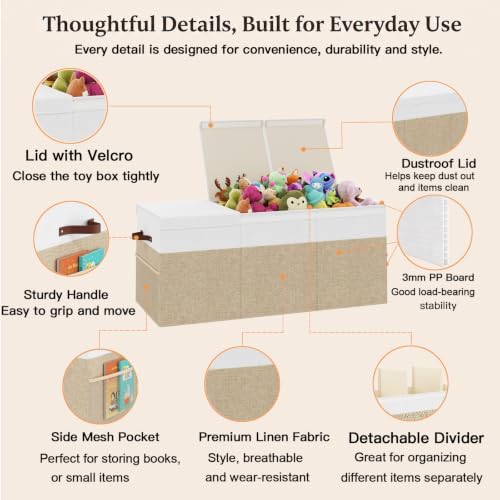 150L Extra Large Toy Storage Box with Lid for Boys Girls Nursery Playroom - Image 7