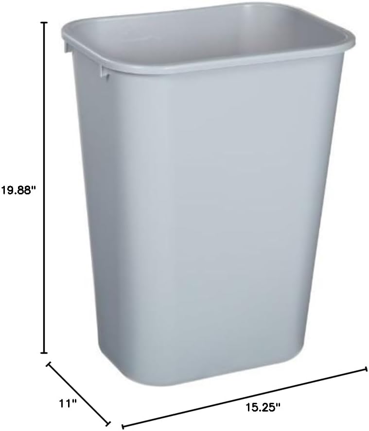 Rubbermaid Commercial Products Deskside Wastebasket/Trash Can, 10.25-Gallon/41-Quart, Gray, Plastic, Garbage Can for Home/Office, Fits Under Desk/Sink/Cabinet, Pack of 12 - Image 3