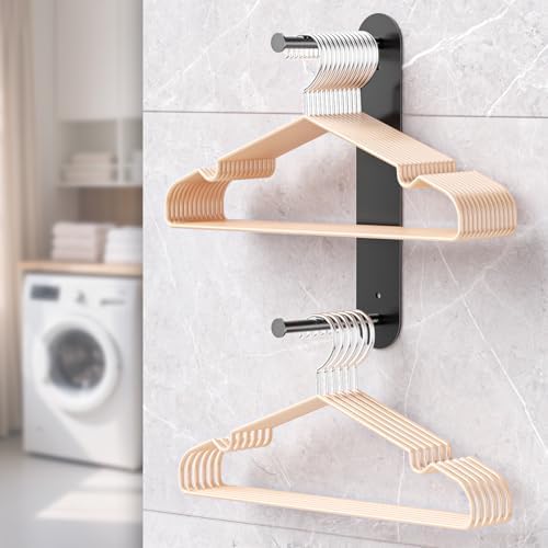 Hanger Holder for Laundry Room, Wall Mounted Clothes Hanger Organizer Stacker, Metal Space Saving Hangers Storage Rack for Washing Machine Dryer (Black, 1Pc) - Image 4