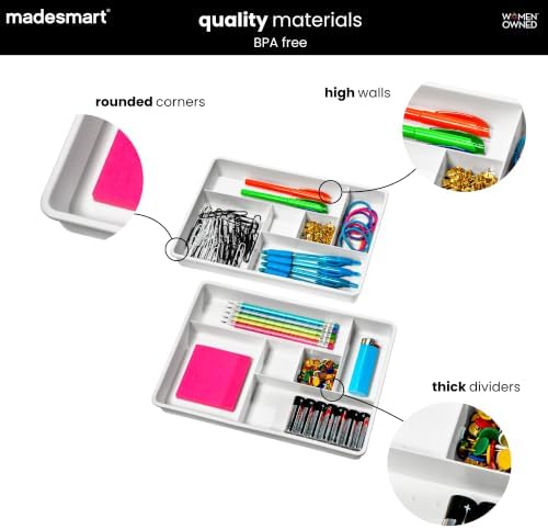 madesmart Classic 2 Piece Drawer Organizer, White - Image 6