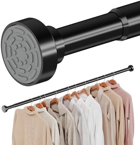 Supforce Closet Rod, No Drill Closet Rod for Hanging Clothes, Black,17-84in by Supforce