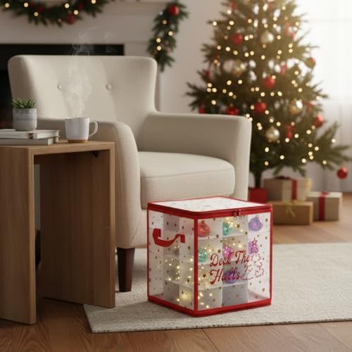 2-Pack Christmas Ornament Organizer Box with Adjustable Dividers for 64 Balls - Frosted Holiday Decor Storage Container, Space-Saving Plastic Christmas Ornaments Protection - Image 7