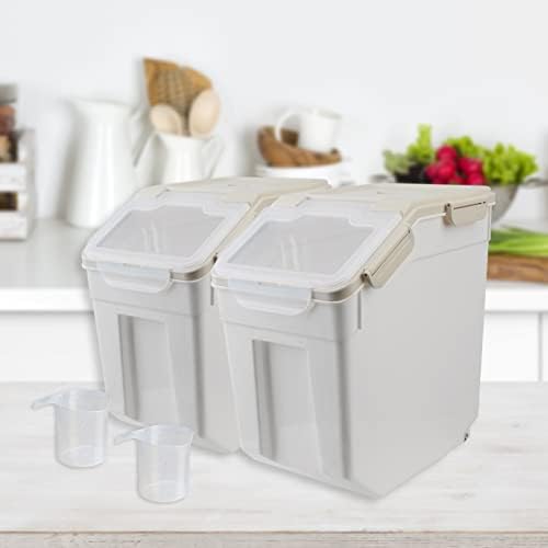 Large Flour Storage Container Bin 25lb, 2Pack Airtight Rice Storage Containers with Wheels Seal Locking Lid, BPA Free with Measuring Cup&Scoop for Flour, Rice, Grain(Gray) - Image 7