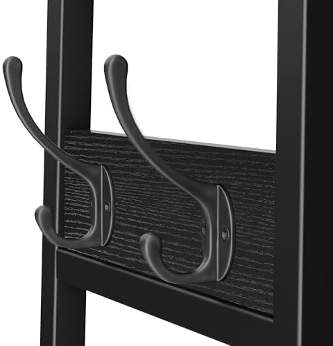 Coat Rack with Metal Basket and Storage Shelves - Image 7