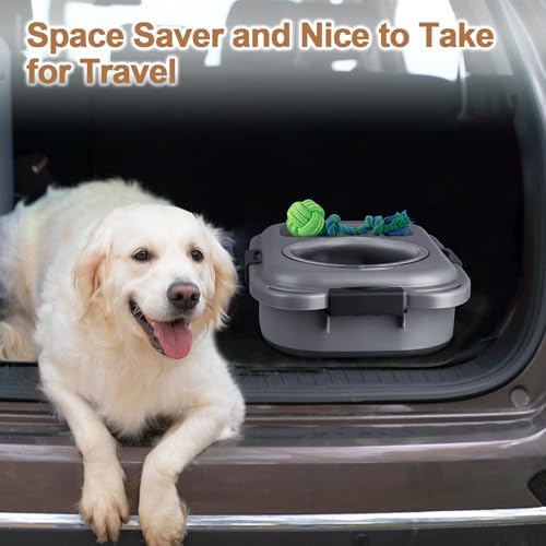 Dog Food Storage Container,23-25 lbs Airtight Collapsible Cat Food Storage Container with Attachable Wheels, Portable Handle, Dog Food Scoop for Dog Cat Bird Pet Dry Food Storage Bin Dark Grey - Image 6